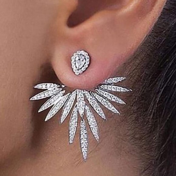 . Jewelry - silver toned metal Cubic Zirconia Decor Earrings